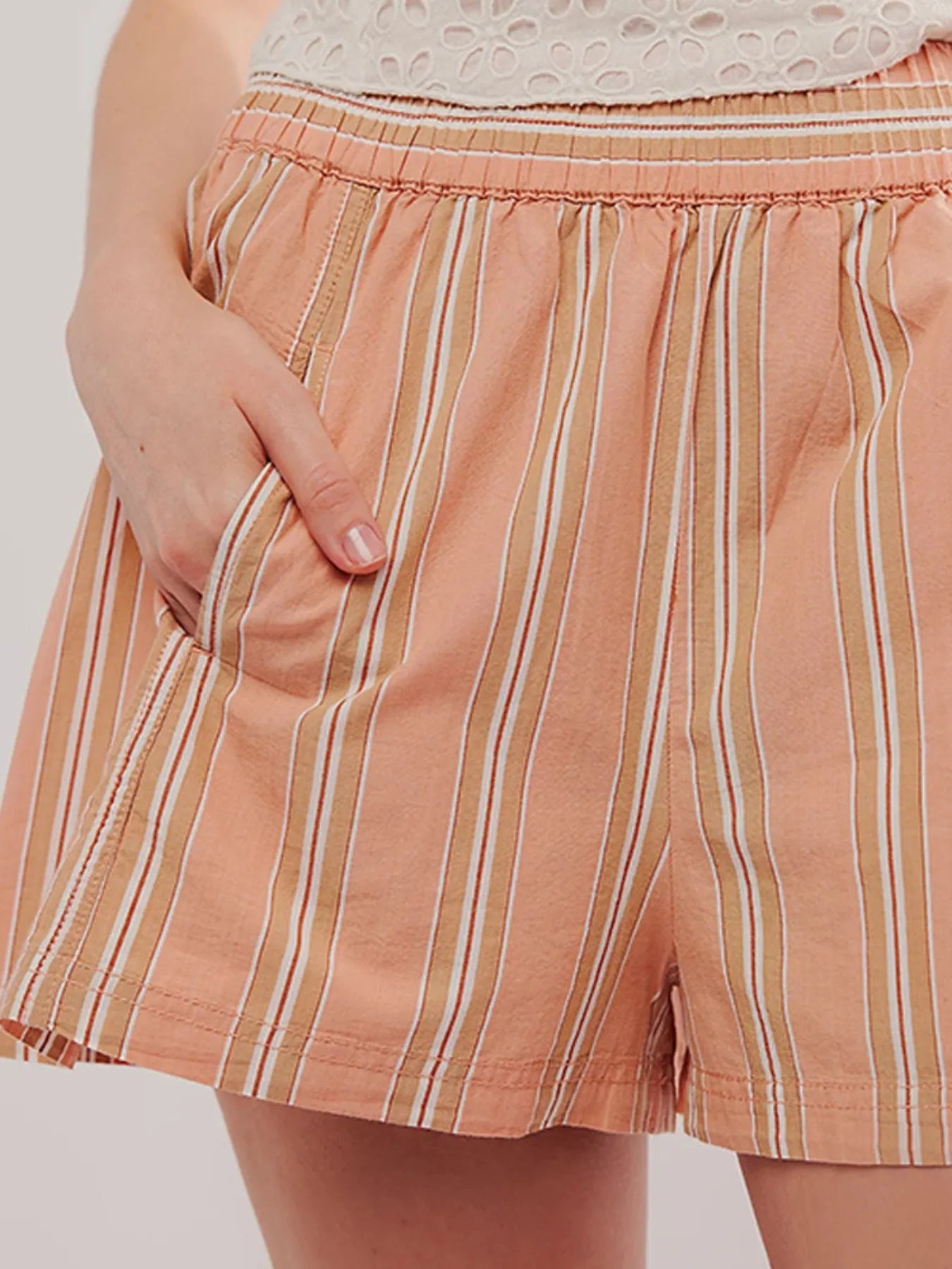 Striped High - Waist Linen Blend Summer Shorts - adritiX