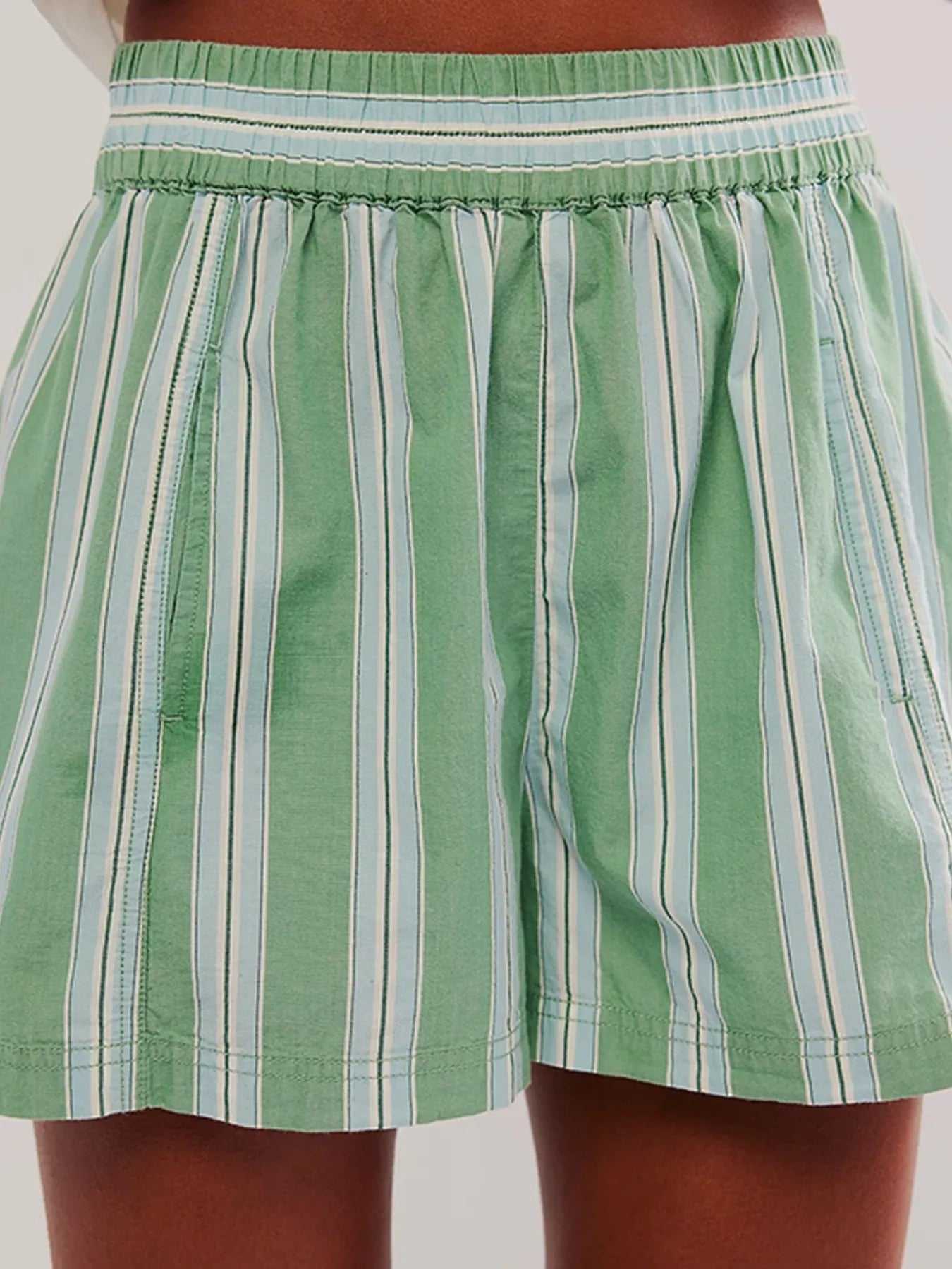 Striped High - Waist Linen Blend Summer Shorts - adritiX