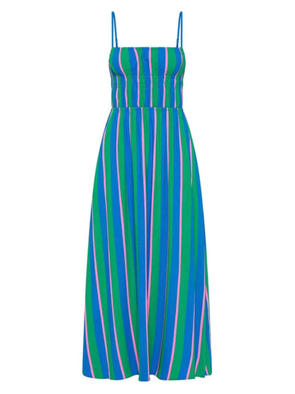 Striped Spaghetti Strap Summer Maxi Dress - adritiX