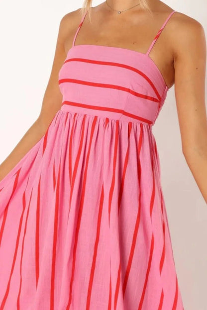 Striped Square Neck Cami Dress - adritiX
