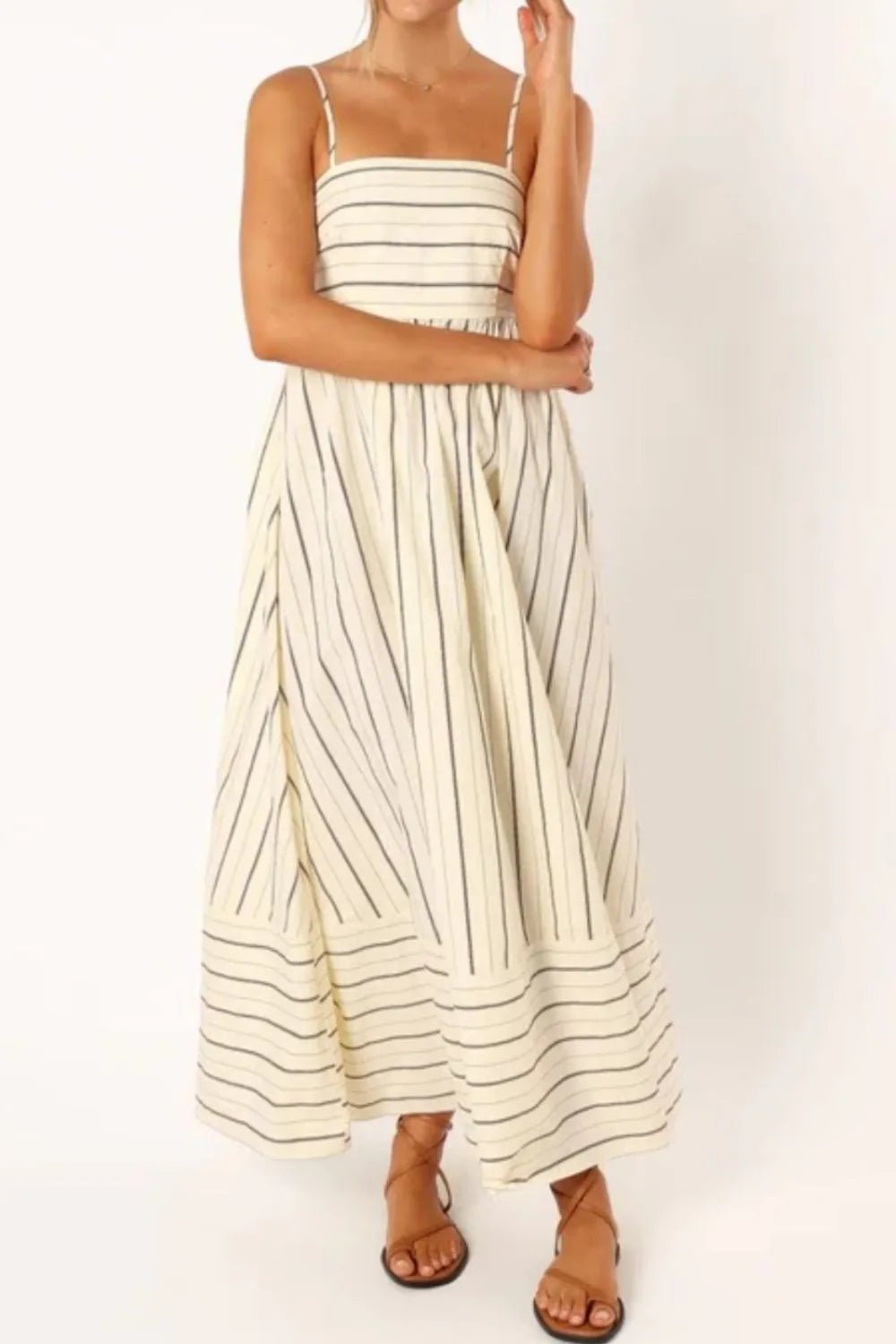 Striped Square Neck Cami Dress - adritiX