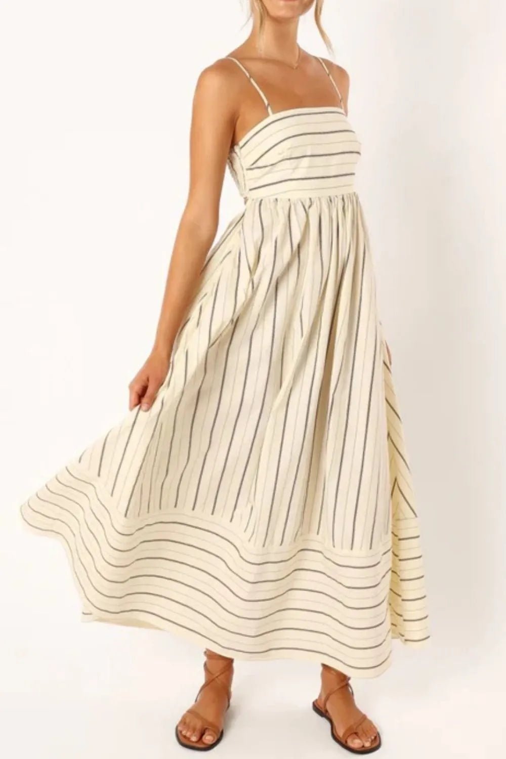 Striped Square Neck Cami Dress - adritiX