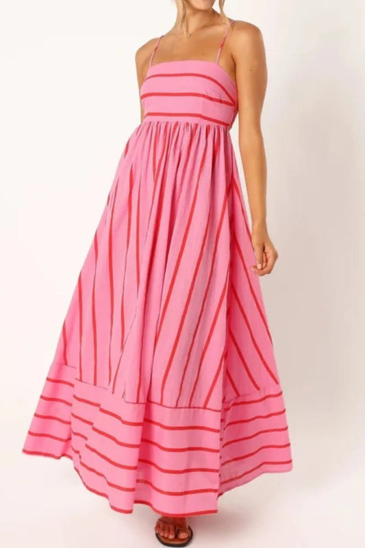 Striped Square Neck Cami Dress - adritiX