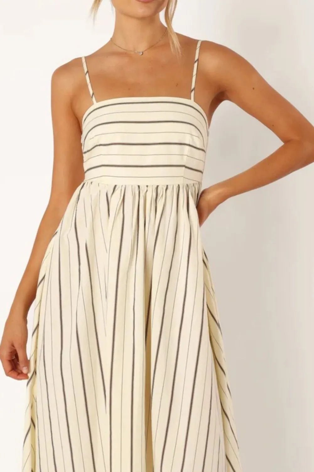 Striped Square Neck Cami Dress - adritiX