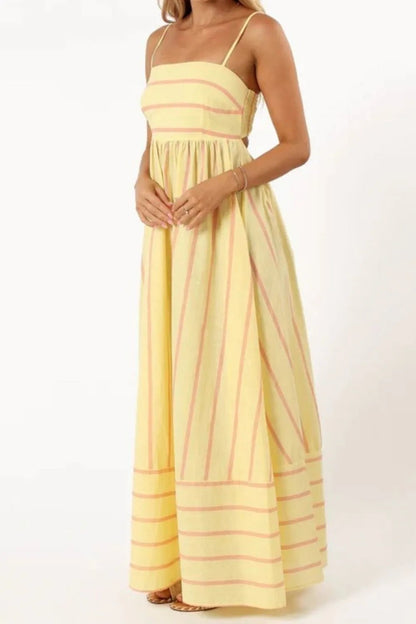 Striped Square Neck Cami Dress - adritiX