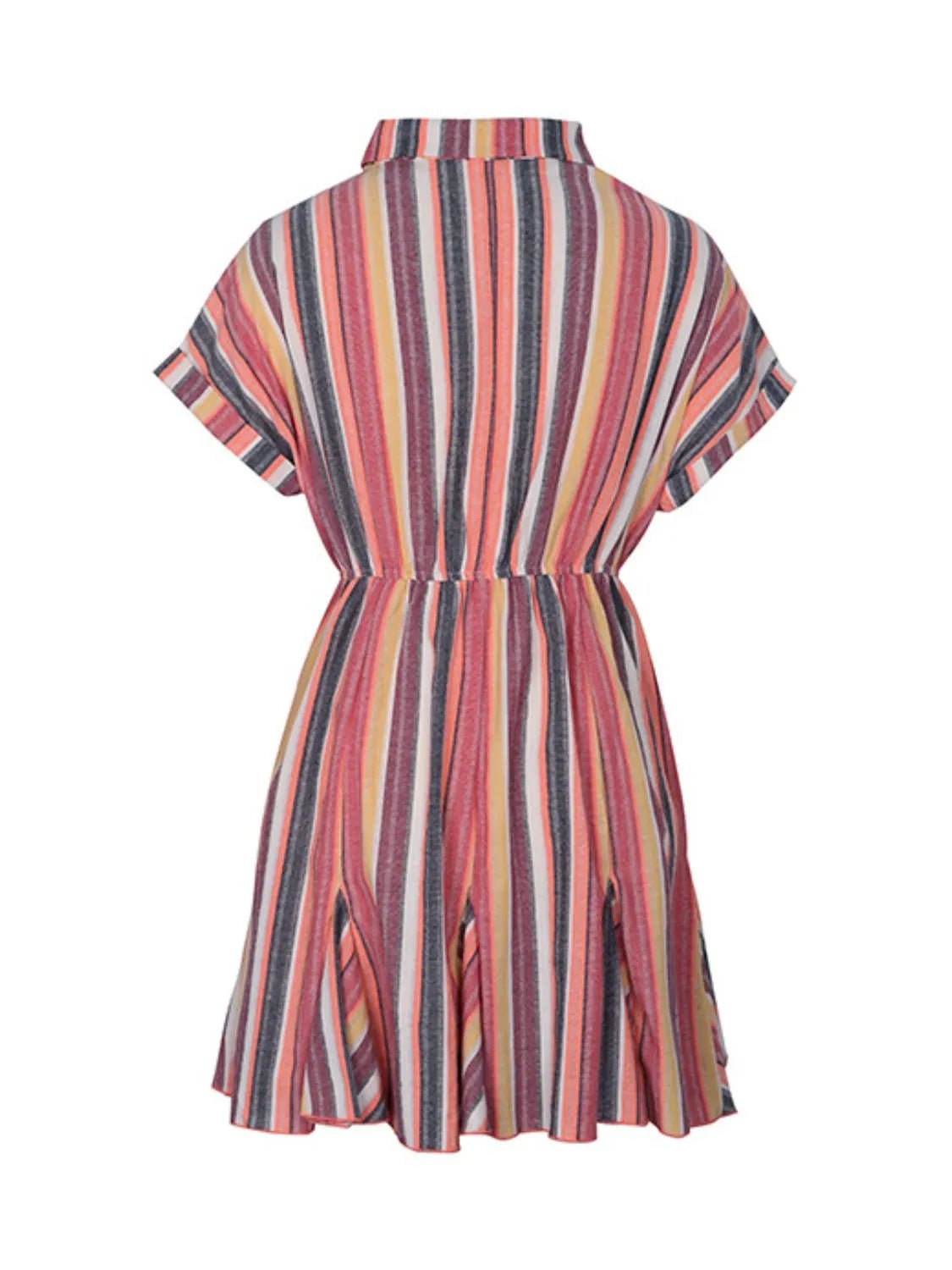 Striped Surplice Short Sleeve Dress - adritiX