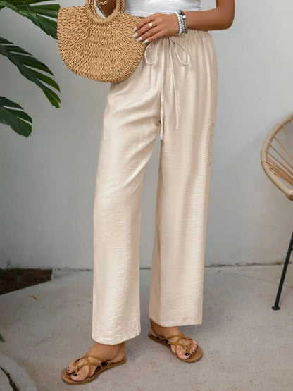 Stylish Brand Name Drawstring Wide Leg Pants - Effortless Comfort & Chic Versatility - adritiX