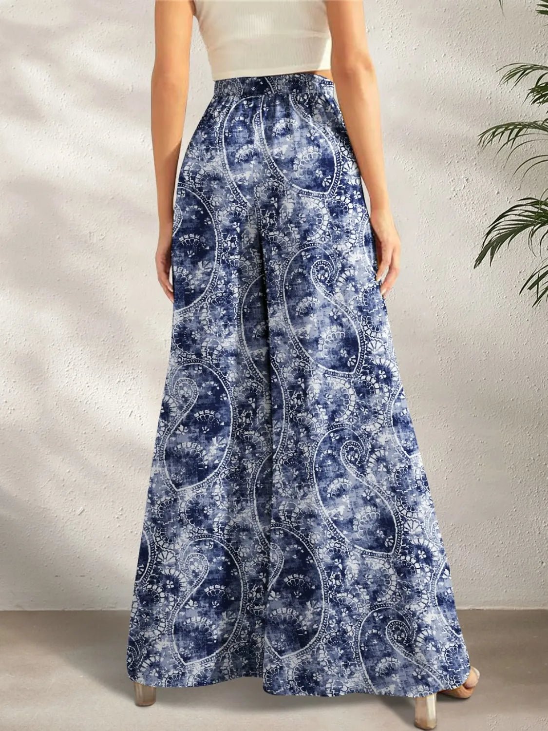 Stylish Brand Printed Wide Leg Pants for Effortless Elegance - adritiX