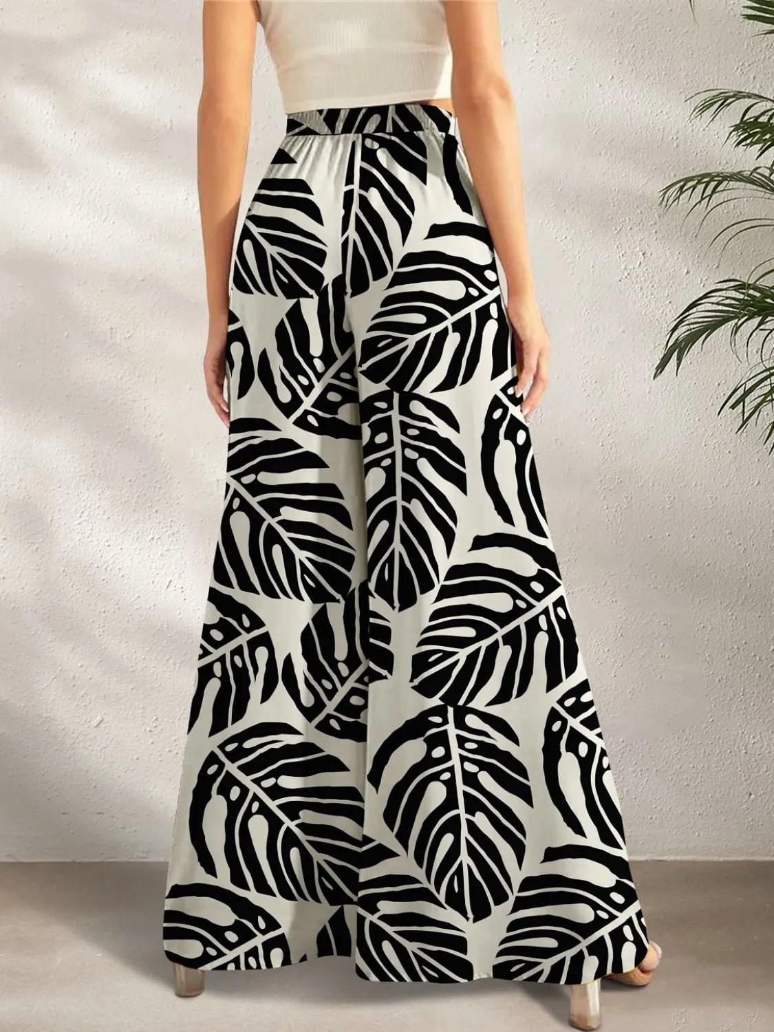 Stylish Brand Printed Wide Leg Pants for Effortless Elegance - adritiX