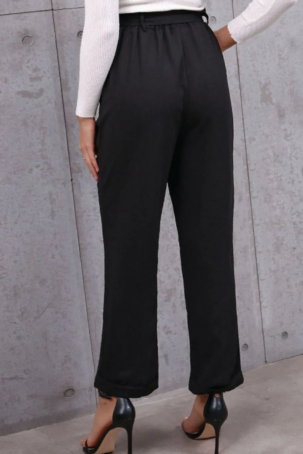 Stylish & Chic Belted Paperbag Waist Pants for Effortless Elegance - adritiX