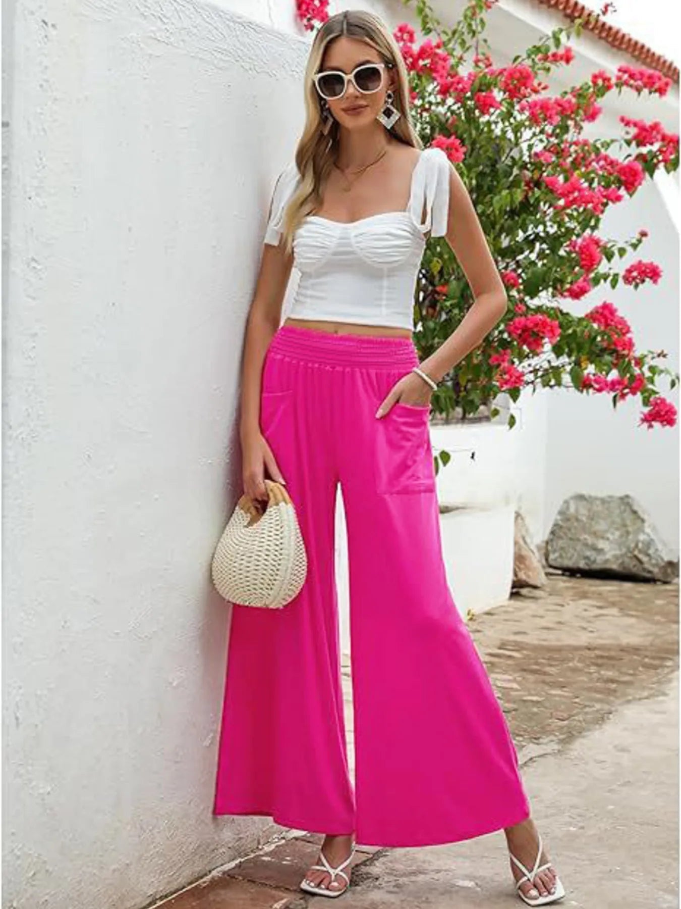 Stylish High - Waisted Wide Leg Pants with Pockets - Elevate Your Look and Comfort - adritiX