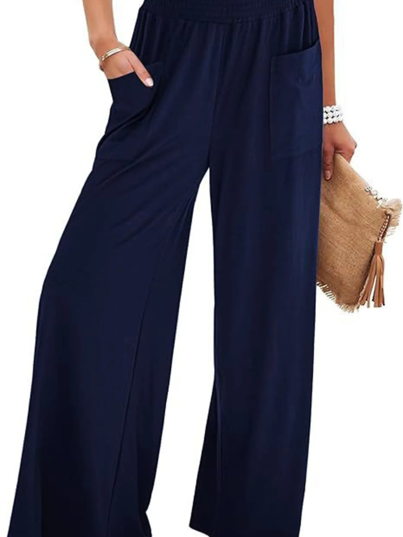 Stylish High - Waisted Wide Leg Pants with Pockets - Elevate Your Look and Comfort - adritiX