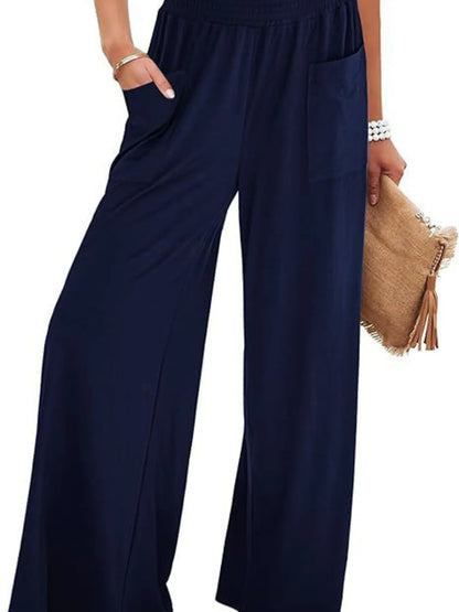 Stylish High - Waisted Wide Leg Pants with Pockets - Elevate Your Look and Comfort - adritiX