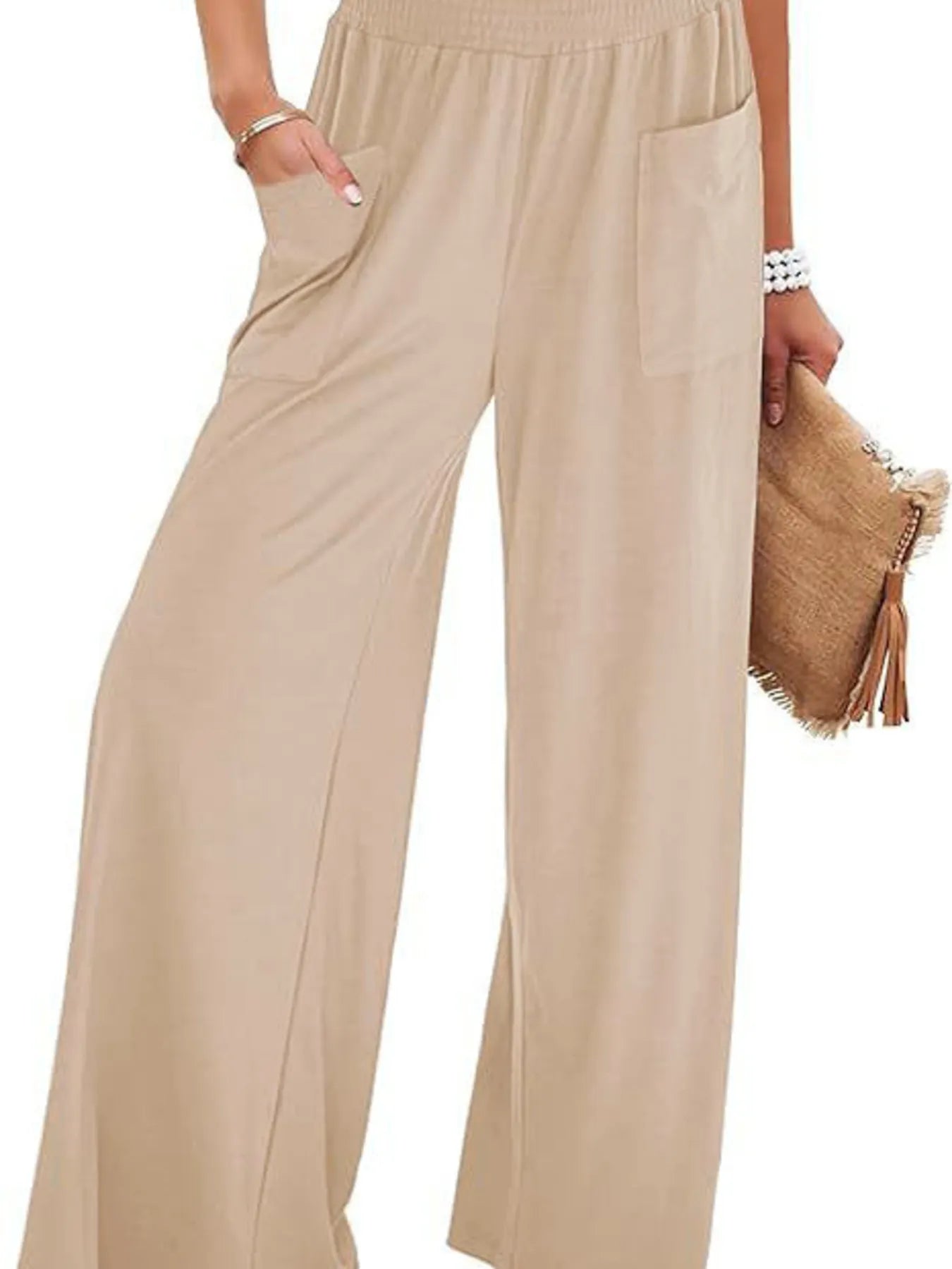 Stylish High - Waisted Wide Leg Pants with Pockets - Elevate Your Look and Comfort - adritiX