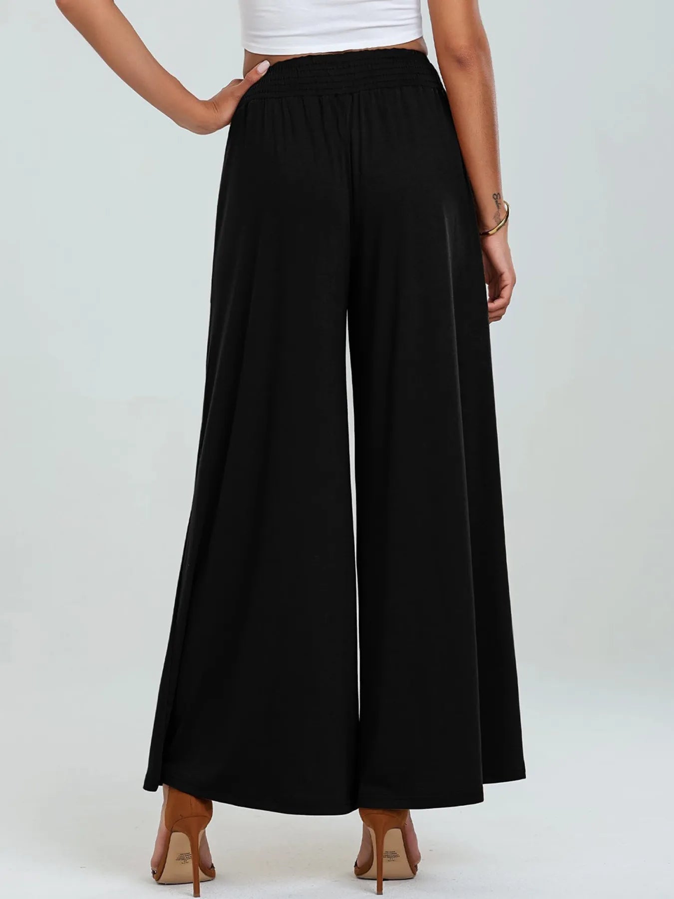 Stylish High - Waisted Wide Leg Pants with Pockets - Elevate Your Look and Comfort - adritiX