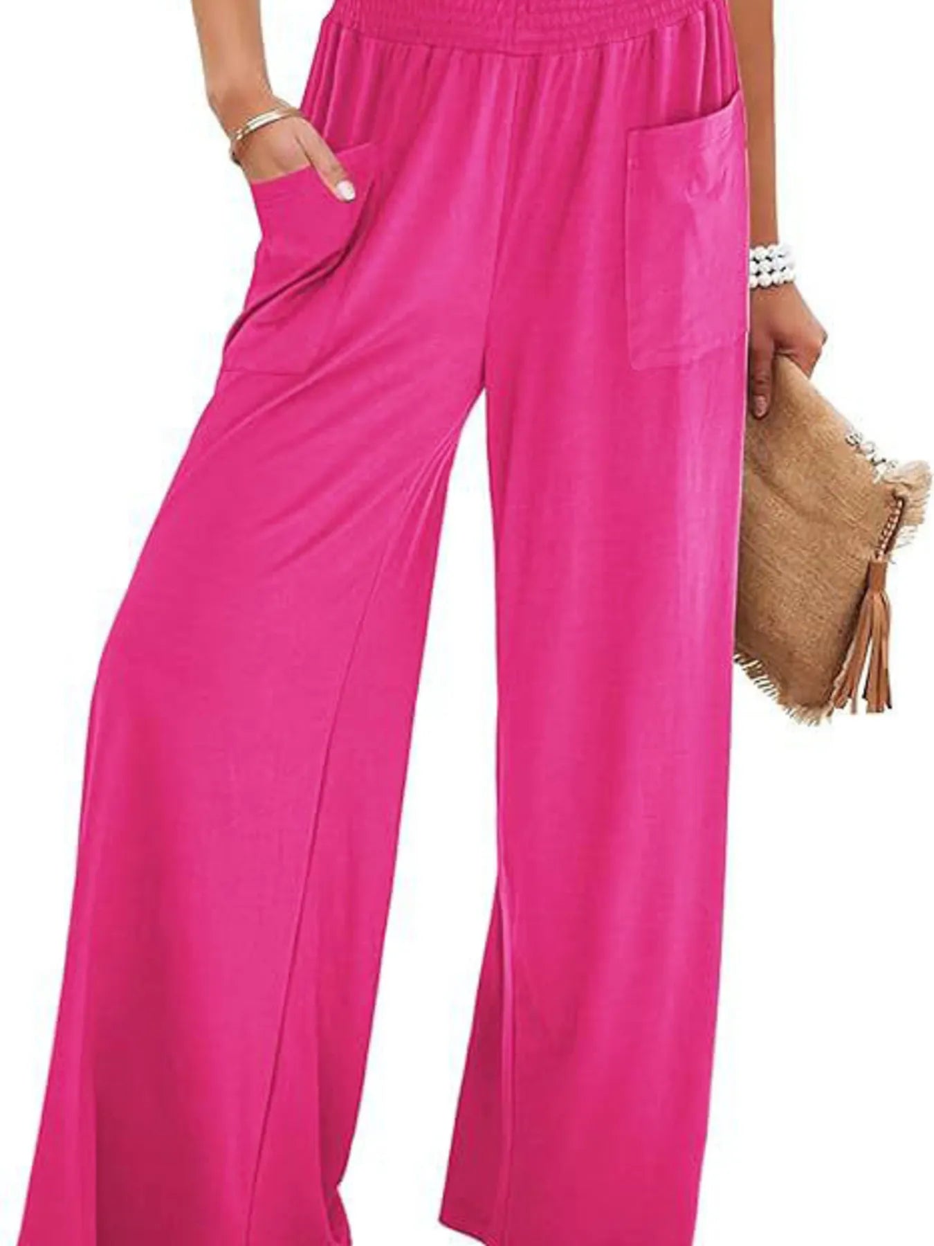 Stylish High - Waisted Wide Leg Pants with Pockets - Elevate Your Look and Comfort - adritiX