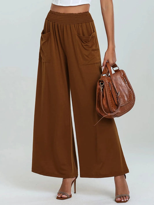 Stylish High - Waisted Wide Leg Pants with Pockets - Elevate Your Look and Comfort - adritiX