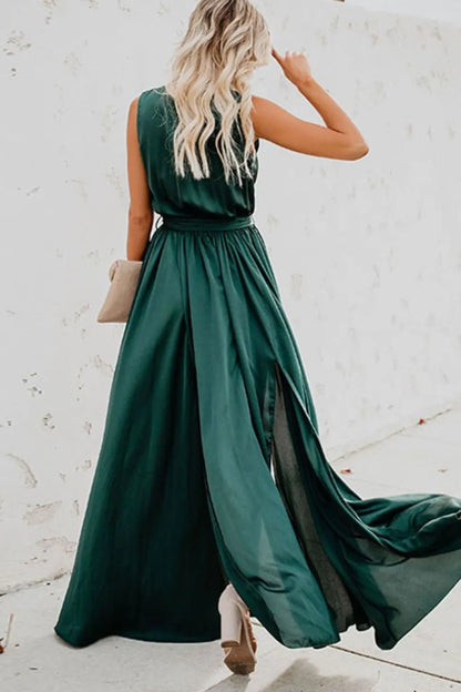 Surplice Tie Waist Maxi Dress - adritiX