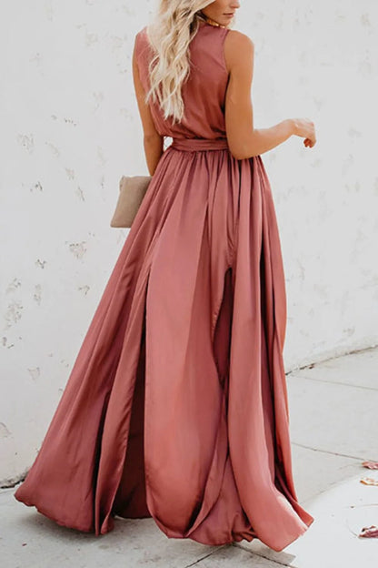 Surplice Tie Waist Maxi Dress - adritiX