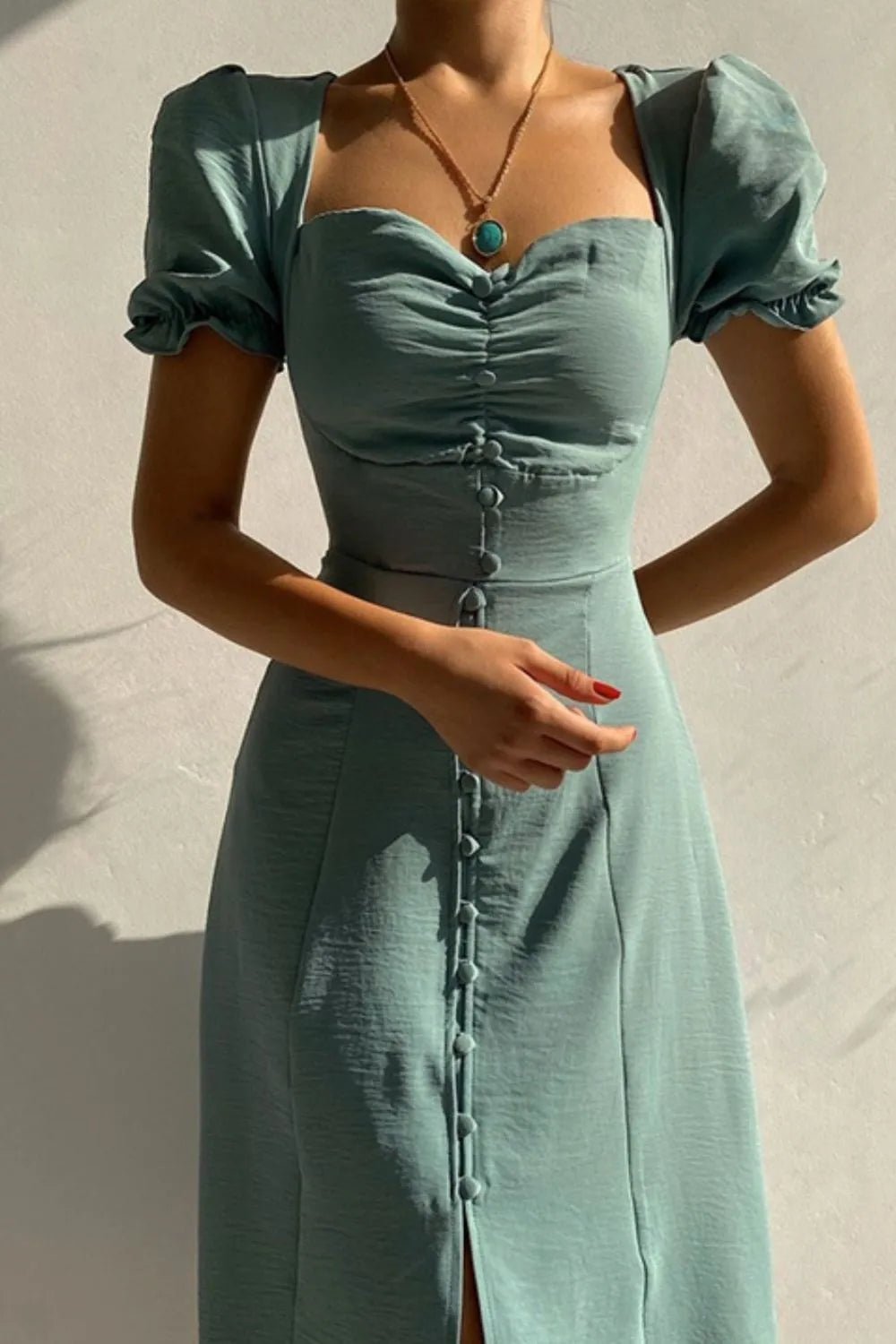 Sweetheart Neck Short Sleeve Dress - adritiX