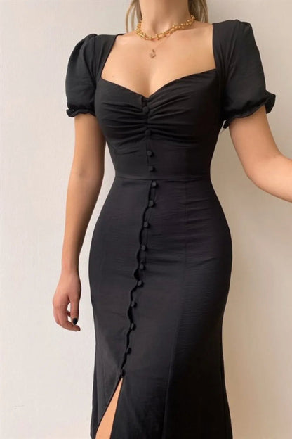 Sweetheart Neck Short Sleeve Dress - adritiX