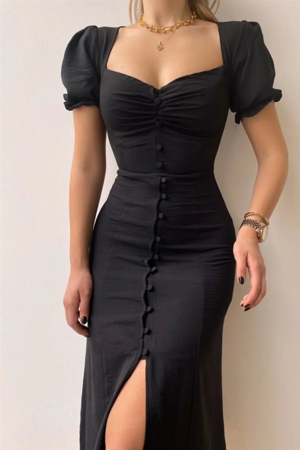 Sweetheart Neck Short Sleeve Dress - adritiX