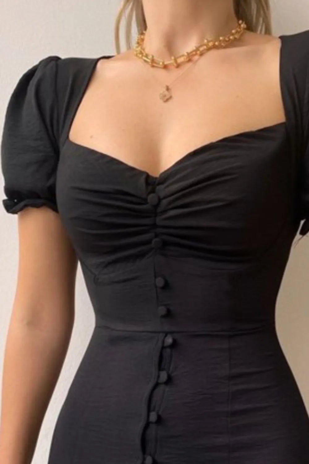 Sweetheart Neck Short Sleeve Dress - adritiX