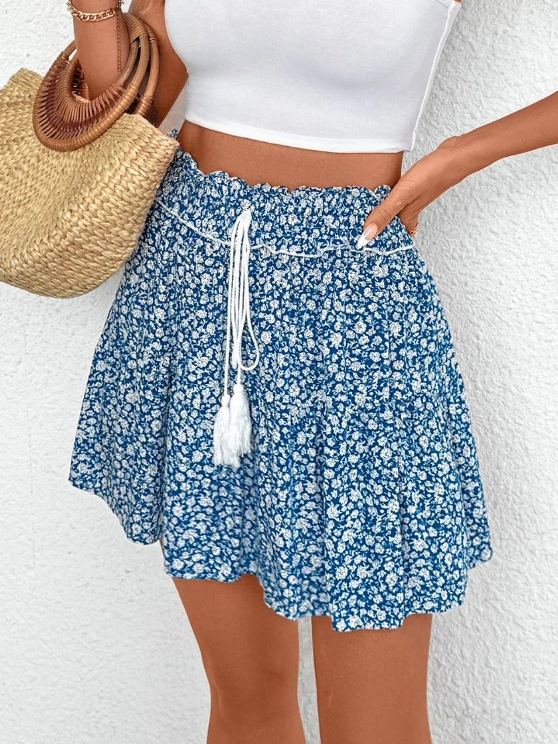 Tassel Floral Mini Skirt - adritiX