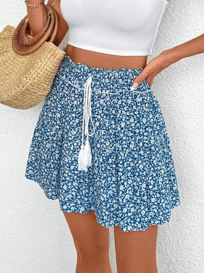 Tassel Floral Mini Skirt - adritiX