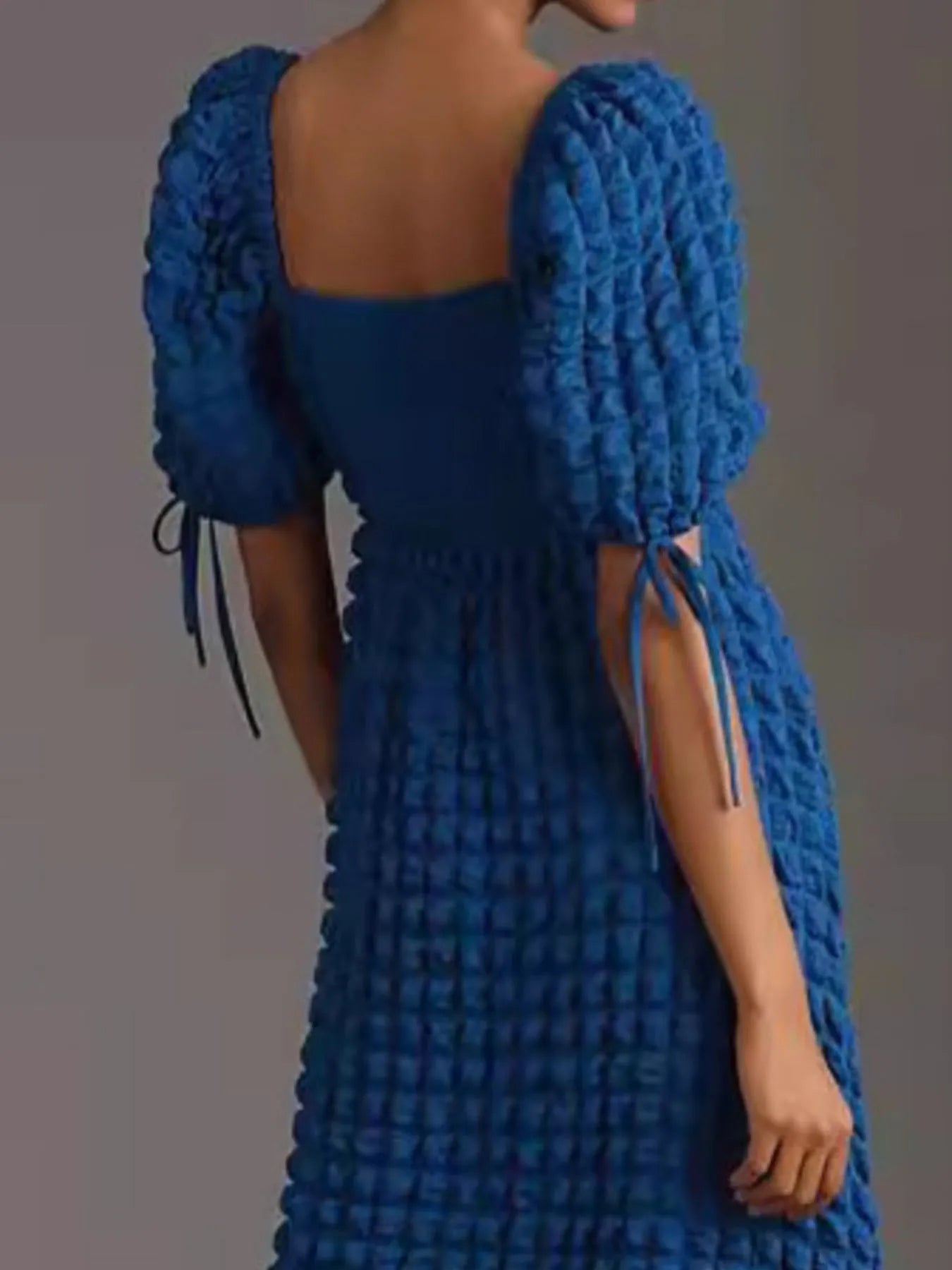 Textured Sweetheart Neck Short Sleeve Dress - adritiX