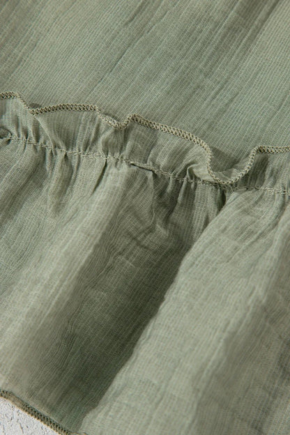 Textured Tie Waist Ruffle Hem Shorts - adritiX