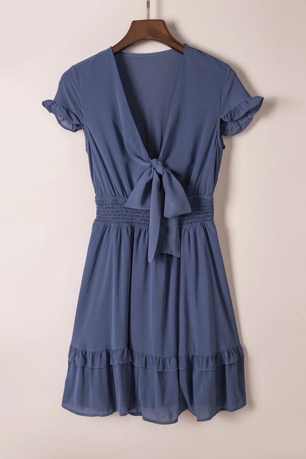 Tie - Front Mini Dress with Smocked Waist - adritiX