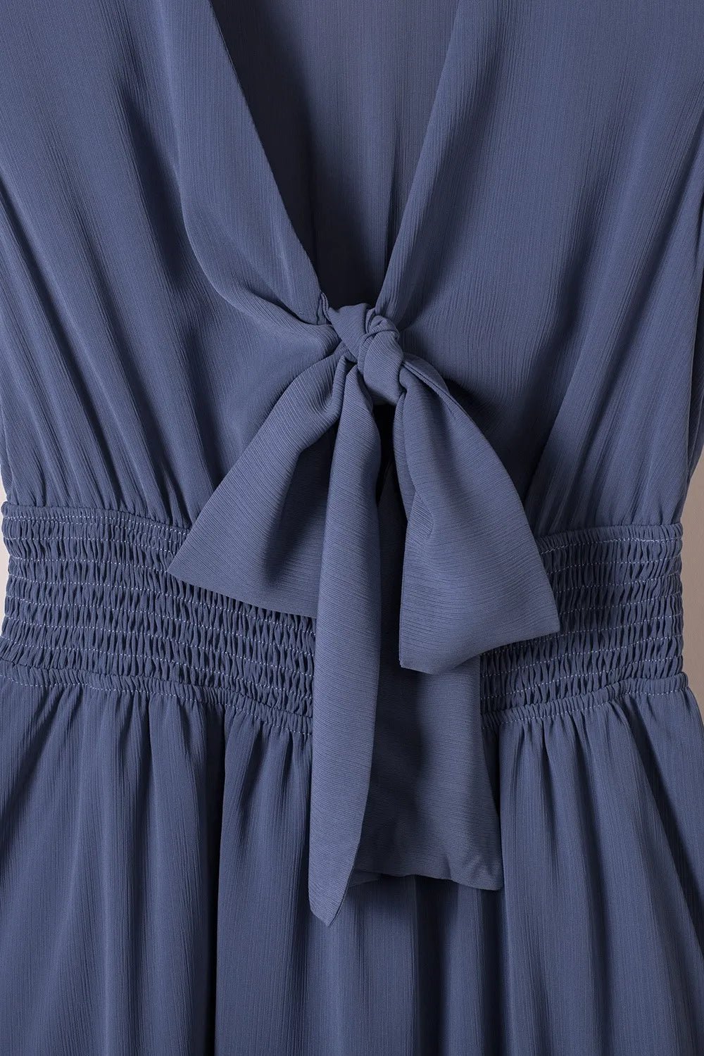 Tie - Front Mini Dress with Smocked Waist - adritiX