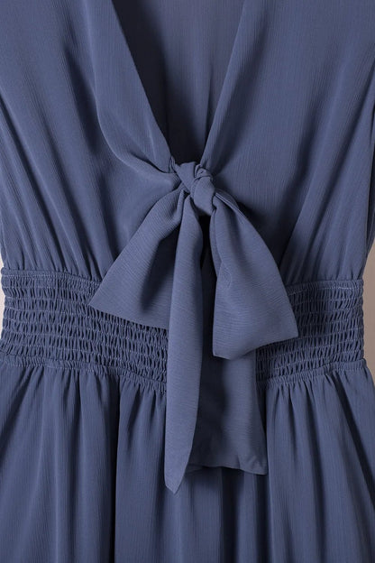Tie - Front Mini Dress with Smocked Waist - adritiX
