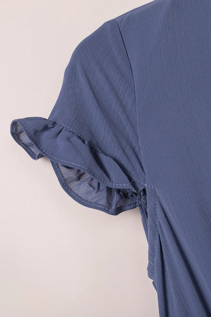 Tie - Front Mini Dress with Smocked Waist - adritiX
