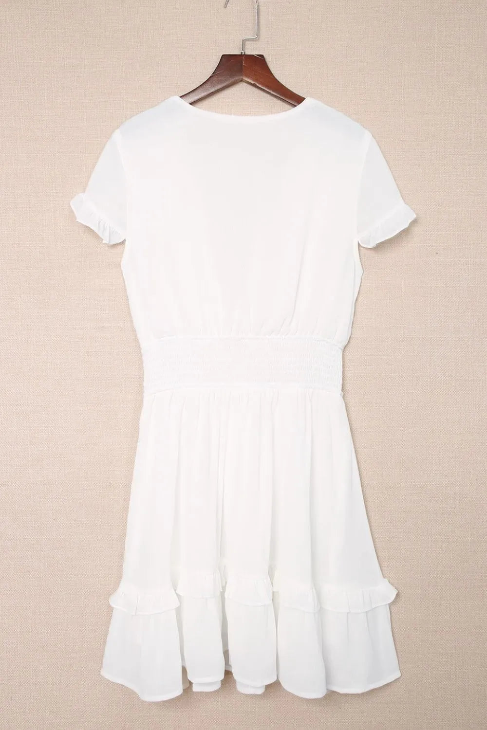 Tie - Front Mini Dress with Smocked Waist - adritiX