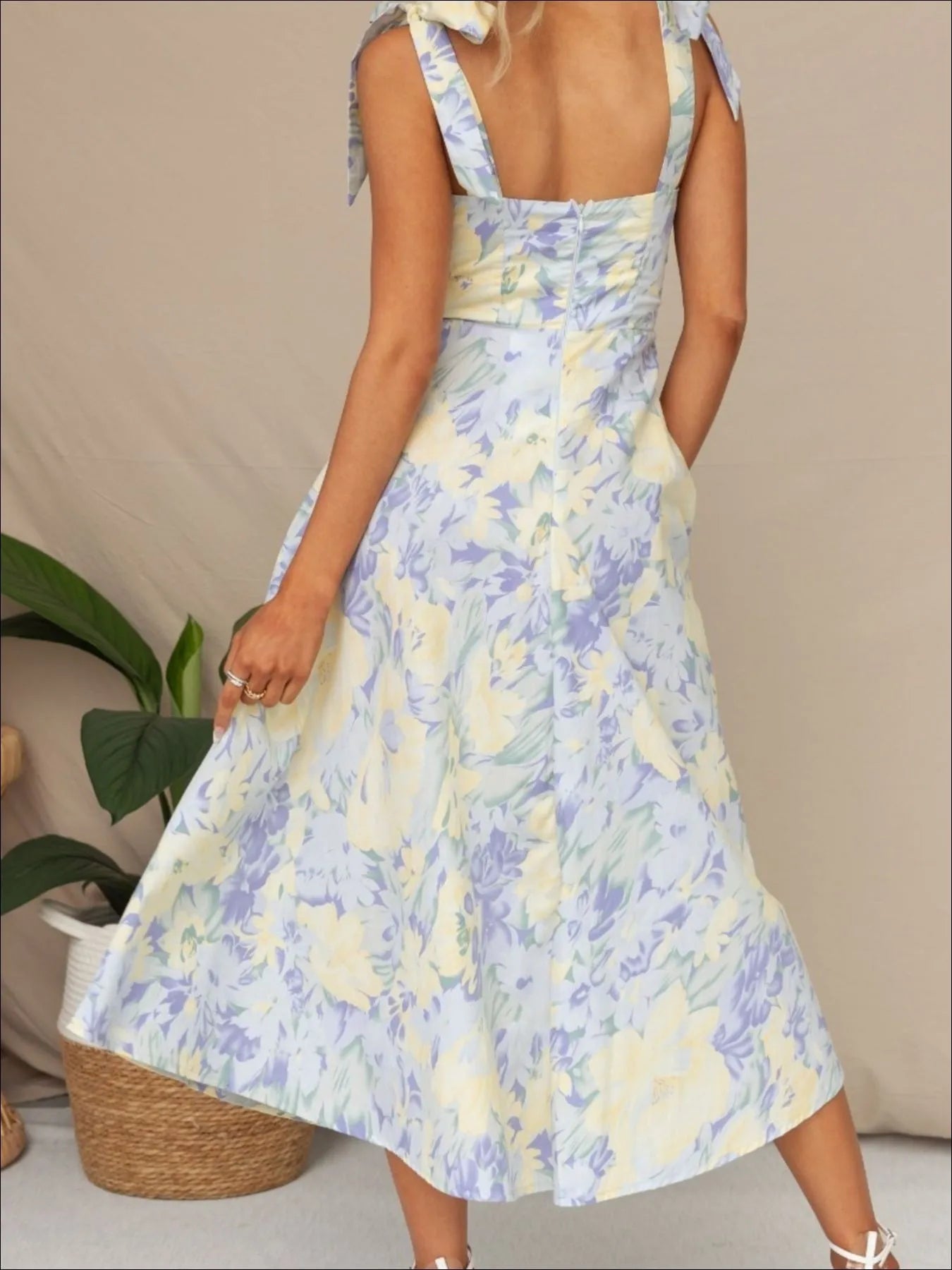 Tie - Shoulder Sweetheart Neck Summer Dress - adritiX