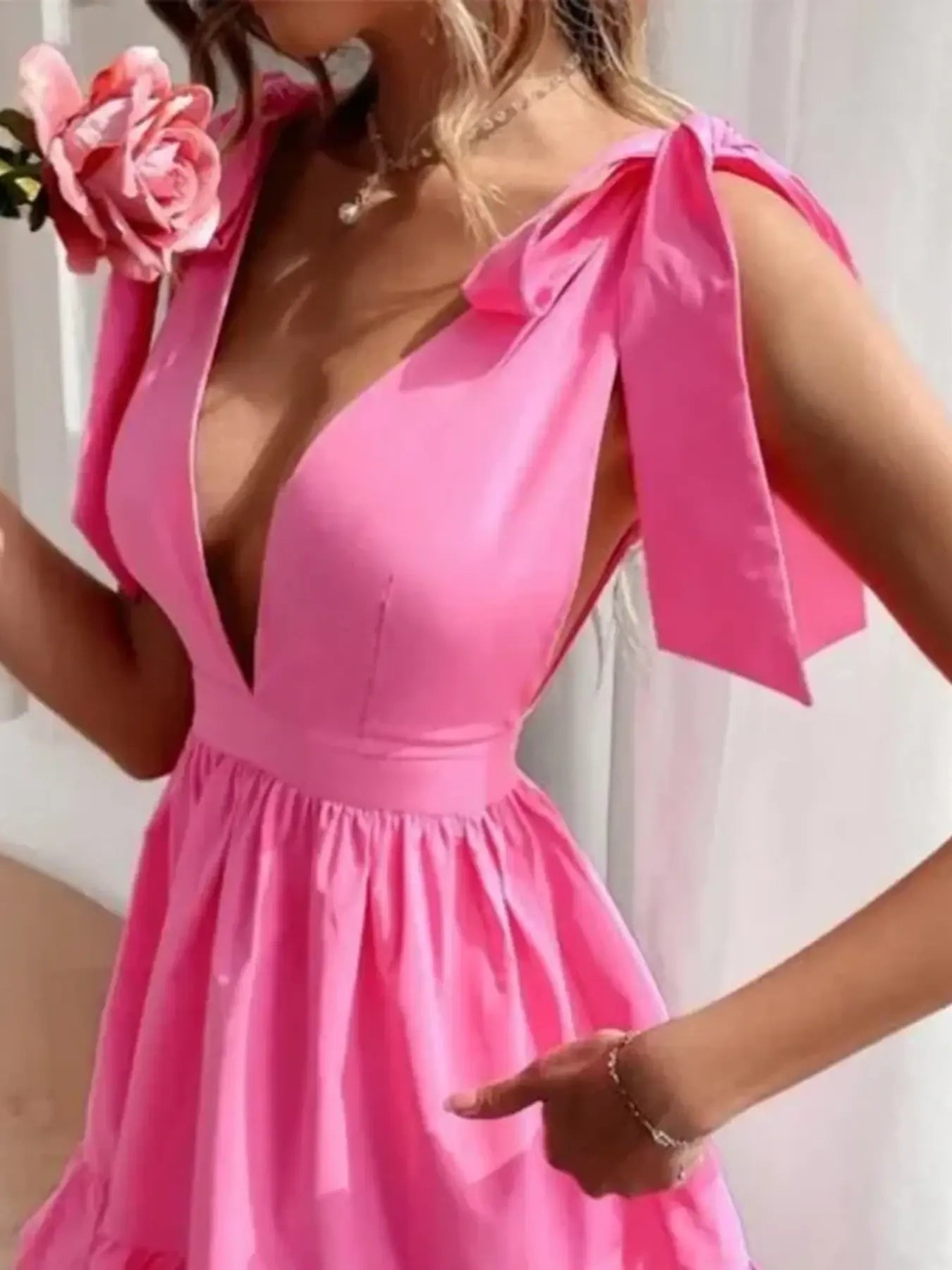 Tie Shoulder Tiered Mini Dress - adritiX