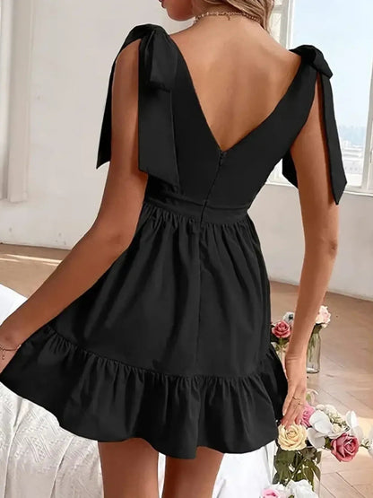 Tie Shoulder Tiered Mini Dress - adritiX