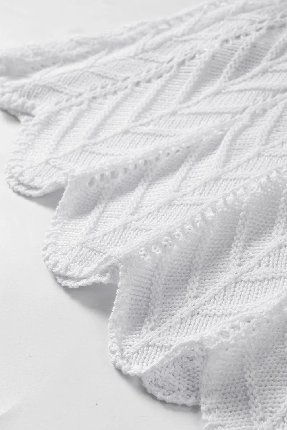 Tie Straps Wave Stripes Textured Eyelet Knitted Vest - adritiX