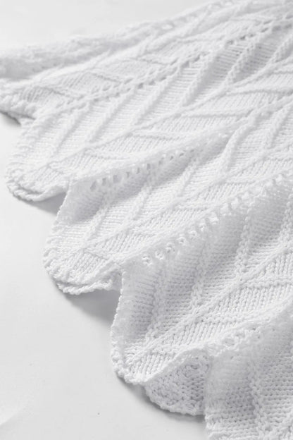 Tie Straps Wave Stripes Textured Eyelet Knitted Vest - adritiX