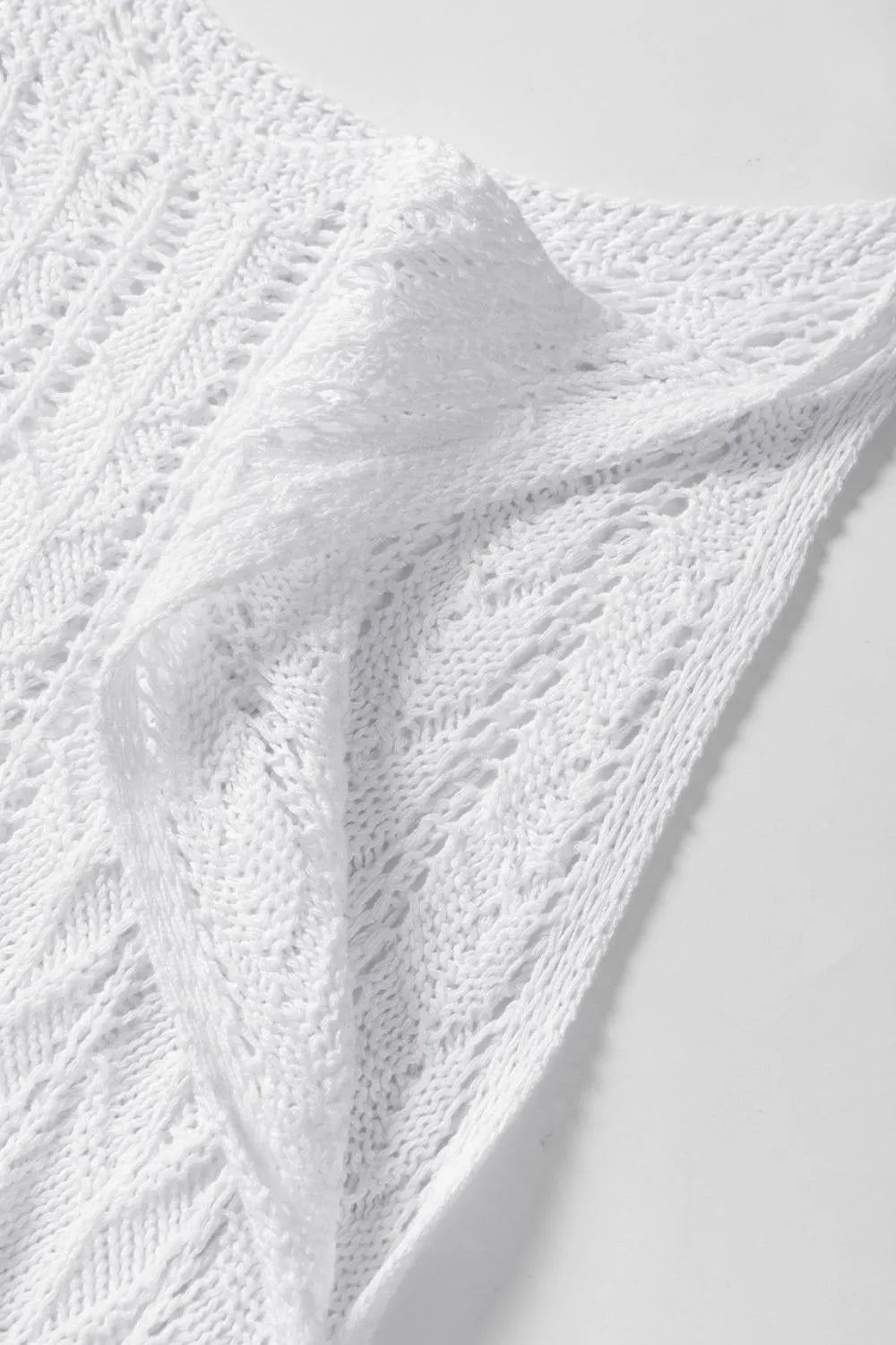 Tie Straps Wave Stripes Textured Eyelet Knitted Vest - adritiX