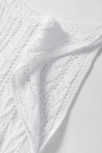 Tie Straps Wave Stripes Textured Eyelet Knitted Vest - adritiX