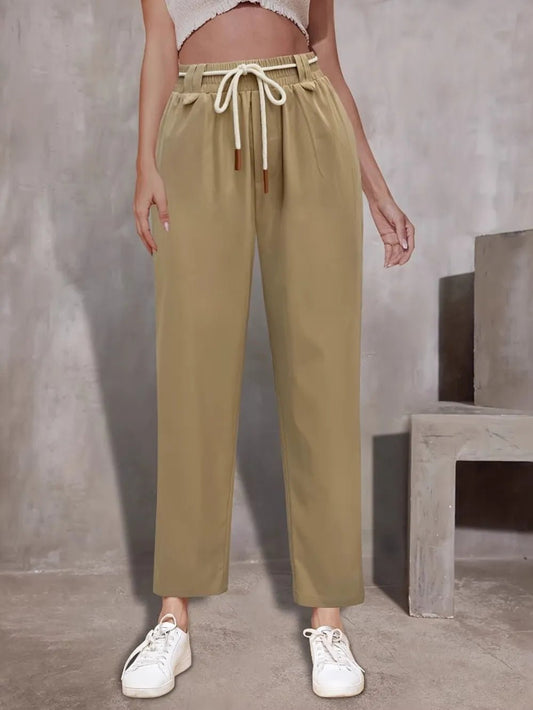 Tie Waist Straight Leg Pants - adritiX