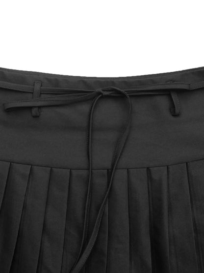 Tied Pleated Mini Skirt - adritiX