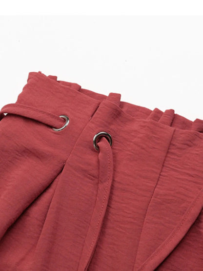 Tied Solid Color Shorts - adritiX