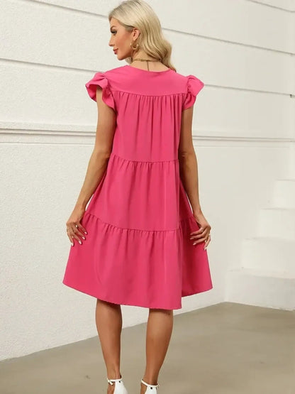 Tiered Ruffle Sleeve Mini Dress - adritiX