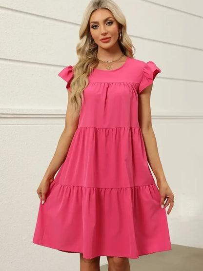 Tiered Ruffle Sleeve Mini Dress - adritiX