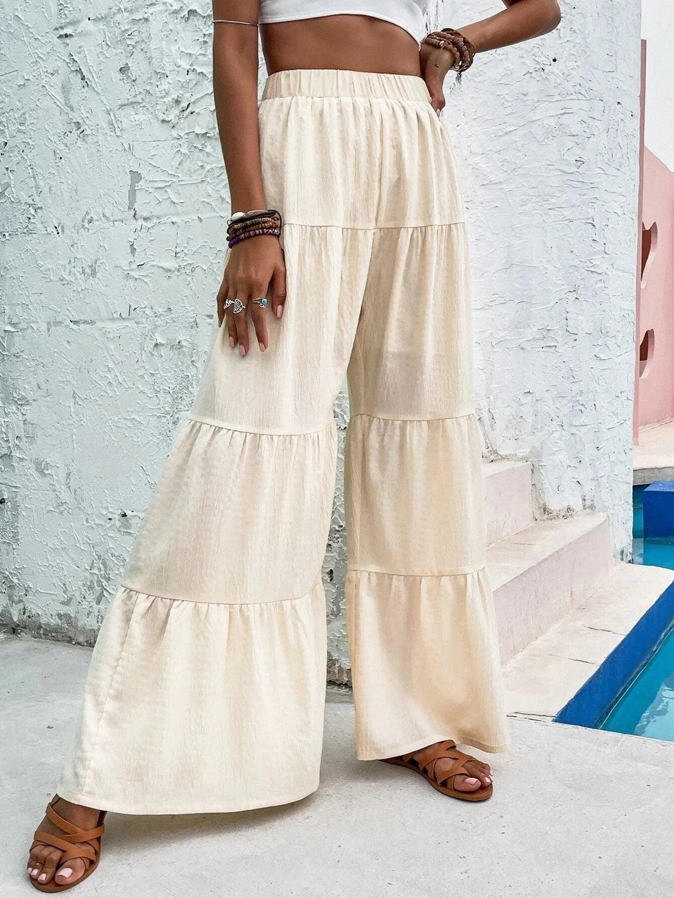 Tiered Ruffle Wide Leg Pants - adritiX