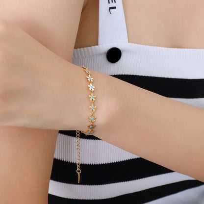 Titanium Steel Drip Oil Flower Bracelet - adritiX